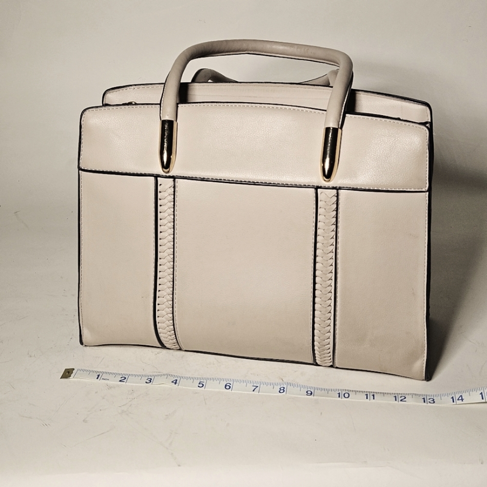 Tan Structured Tote Bag With Textured Surface And… - image 8